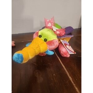 Walmart Elephant Plush Rainbow Color Block Laying Valentine's Day Purple‎ Bow